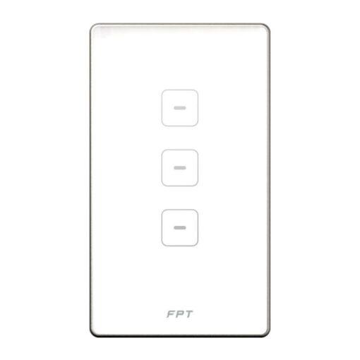 Công tắc cảm ứng 3 nút chữ nhật trắng - Hera viền champagne(SNZD0160)